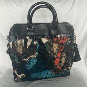 MZ Wallace Multicolor Butterfly Print Nylon & Leather Tote